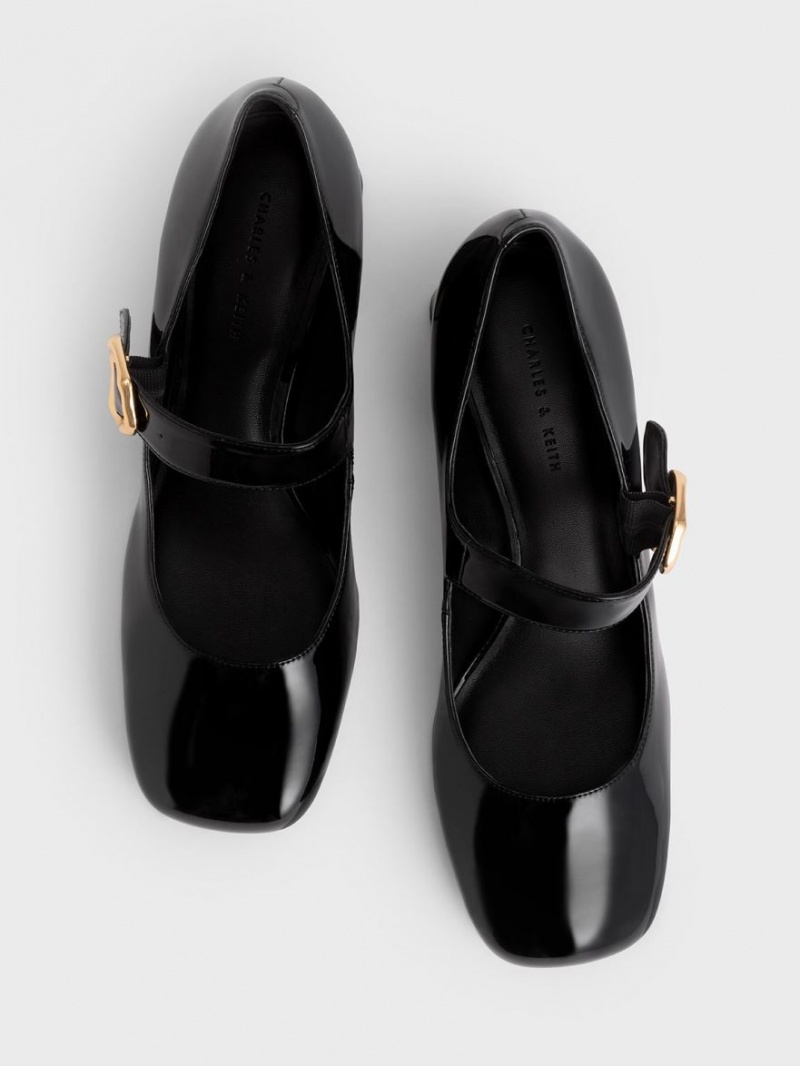 Charles And Keith Patent Buckled Mary Jane Pumps Black | PHILIPPINES L641