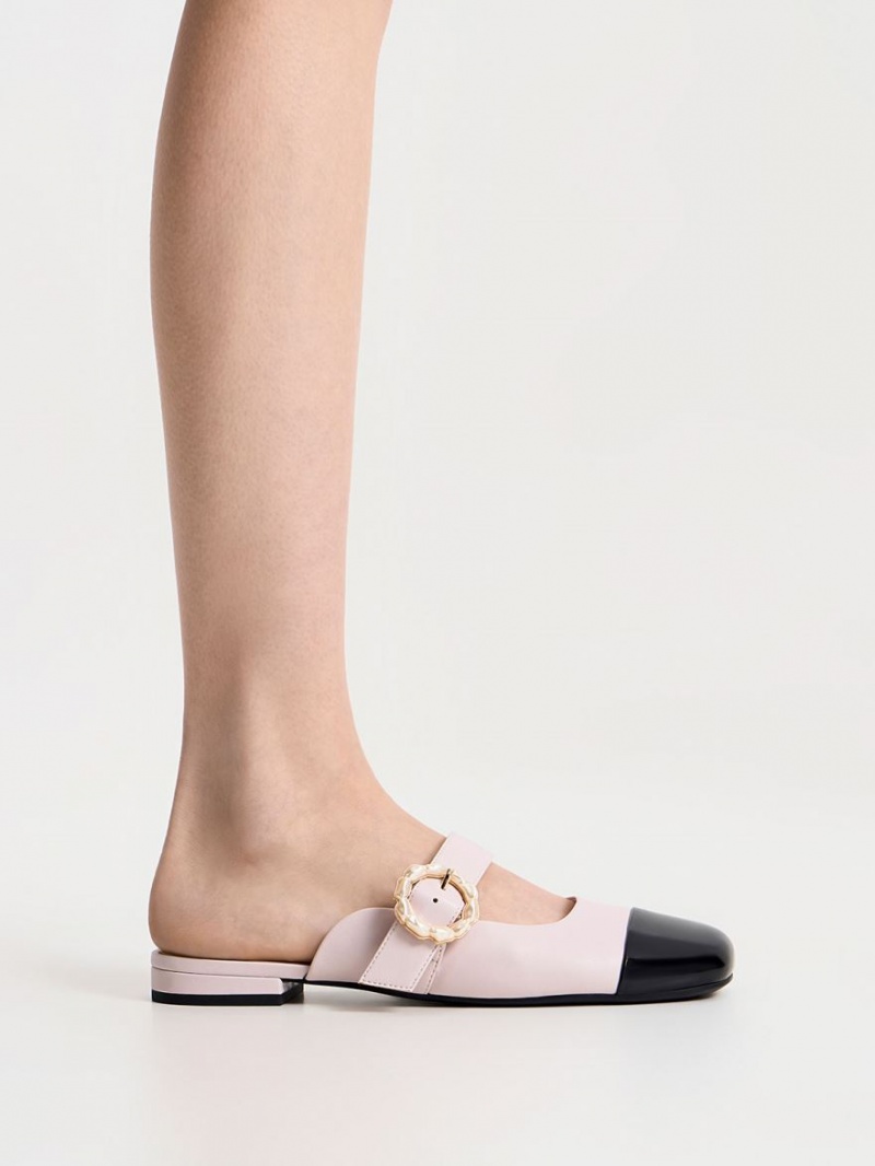 Charles And Keith Patent Pearl Buckle Mary Jane Mules Purple | PHILIPPINES A724