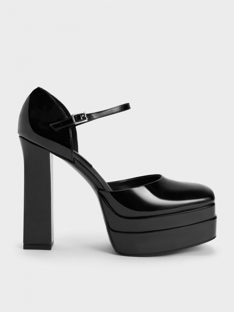 Charles And Keith Patent Platform D\'Orsay Pumps Black | PHILIPPINES M759