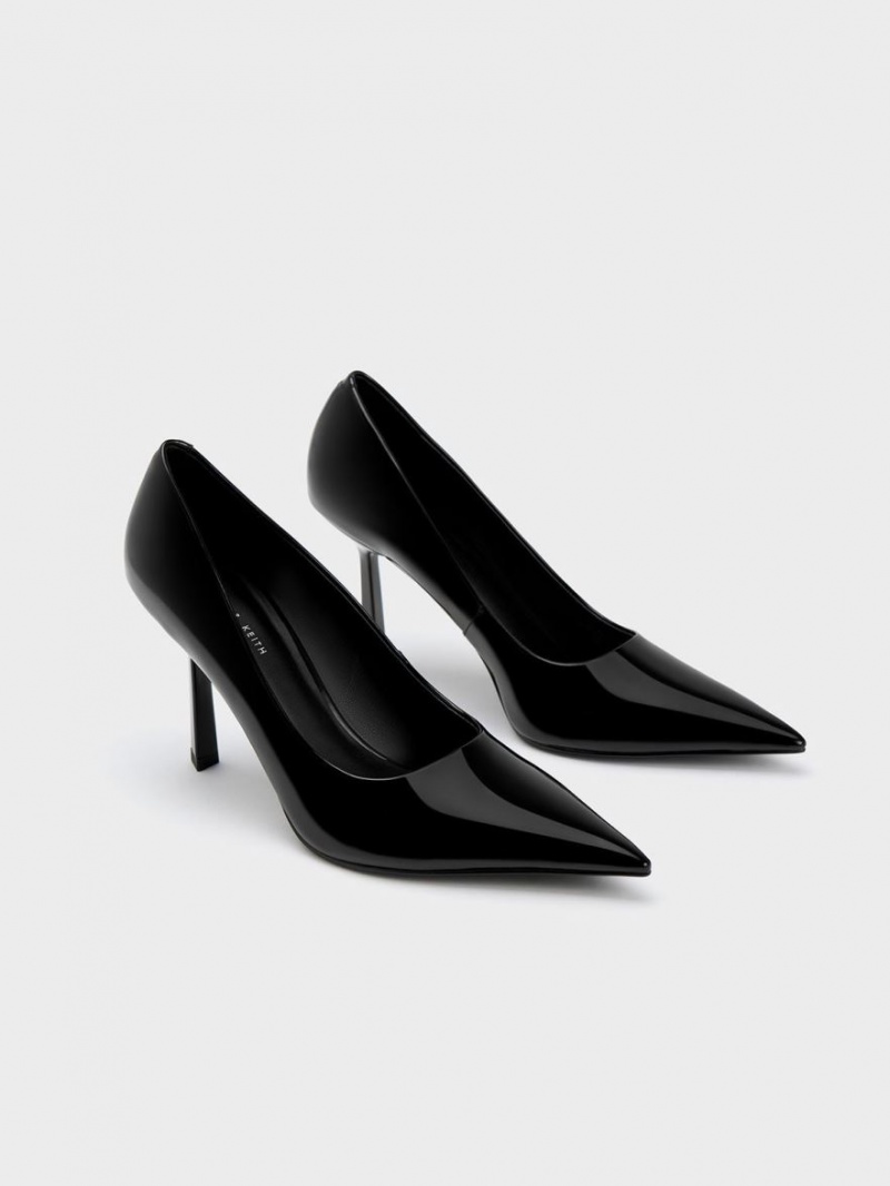 Charles And Keith Patent Pointed-Toe Pumps Black | PHILIPPINES L536