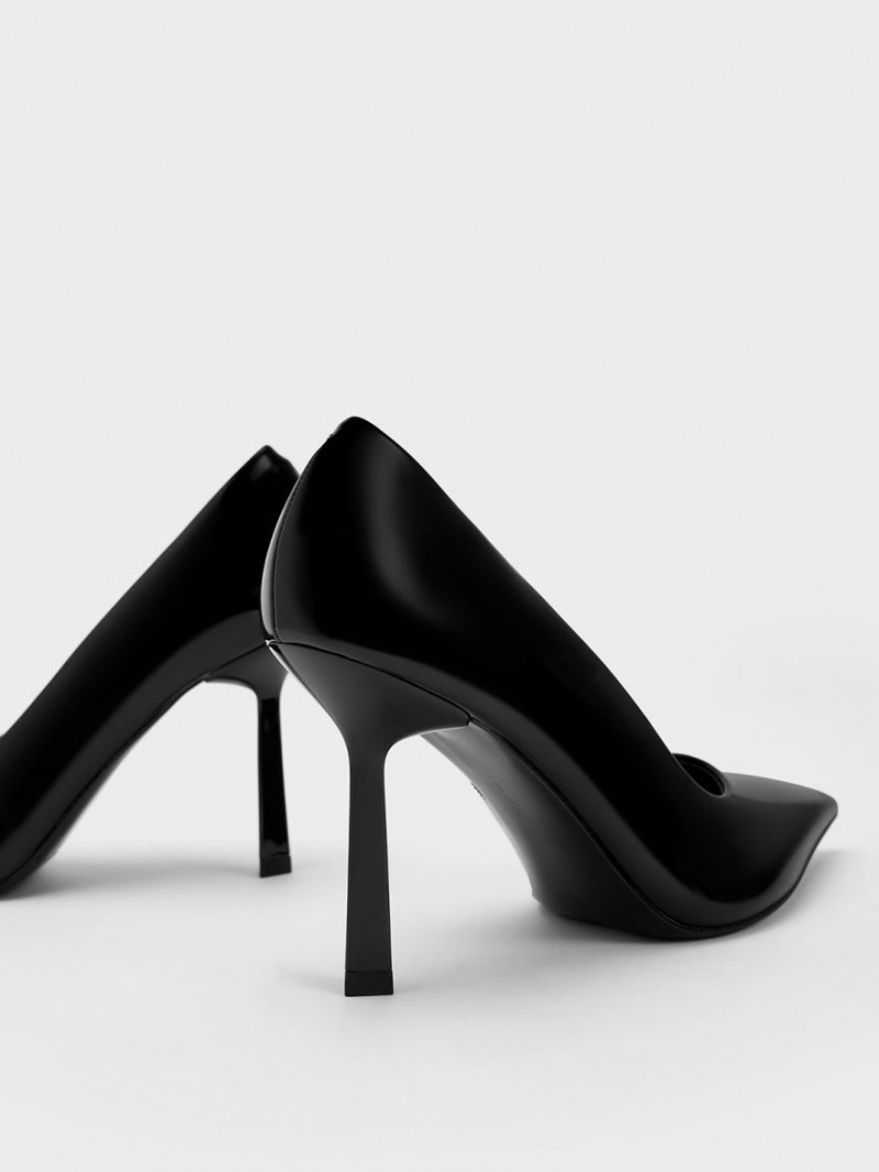 Charles And Keith Patent Pointed-Toe Pumps Black | PHILIPPINES L536