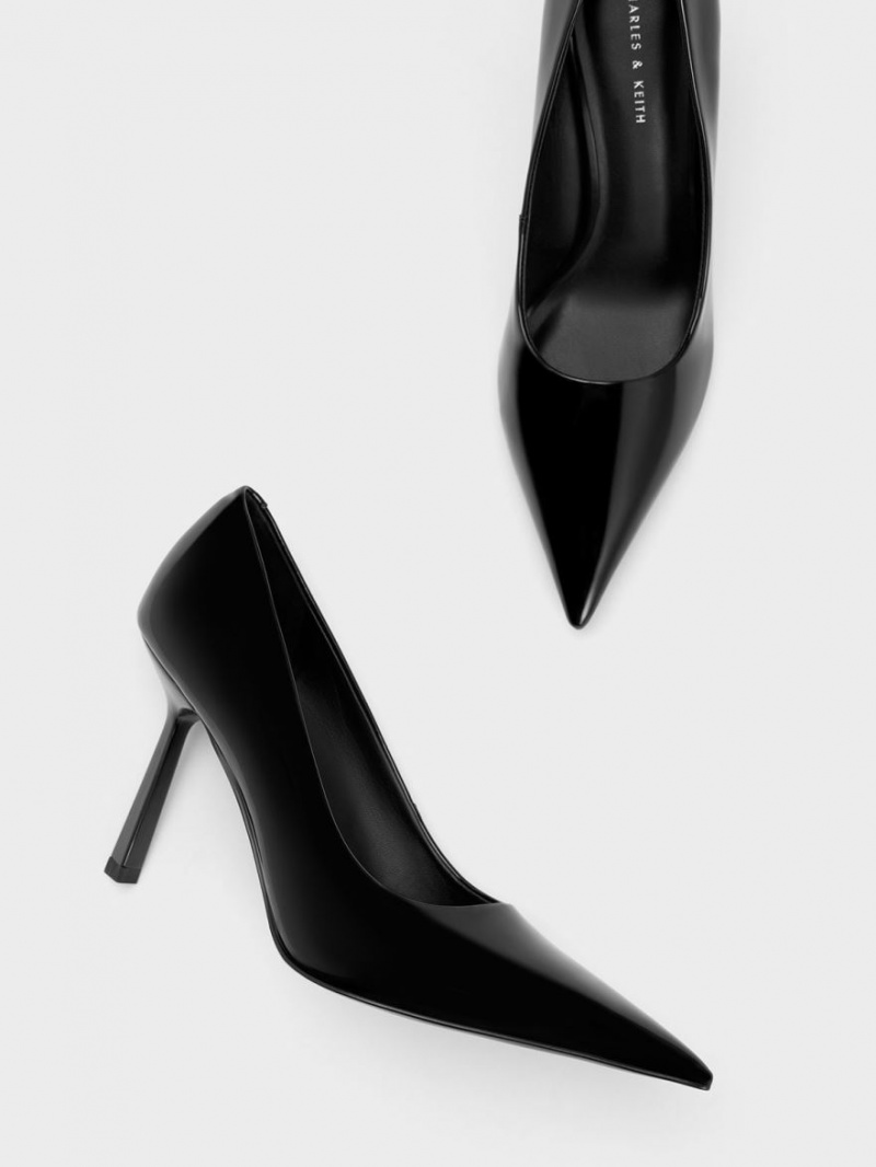 Charles And Keith Patent Pointed-Toe Pumps Black | PHILIPPINES L536