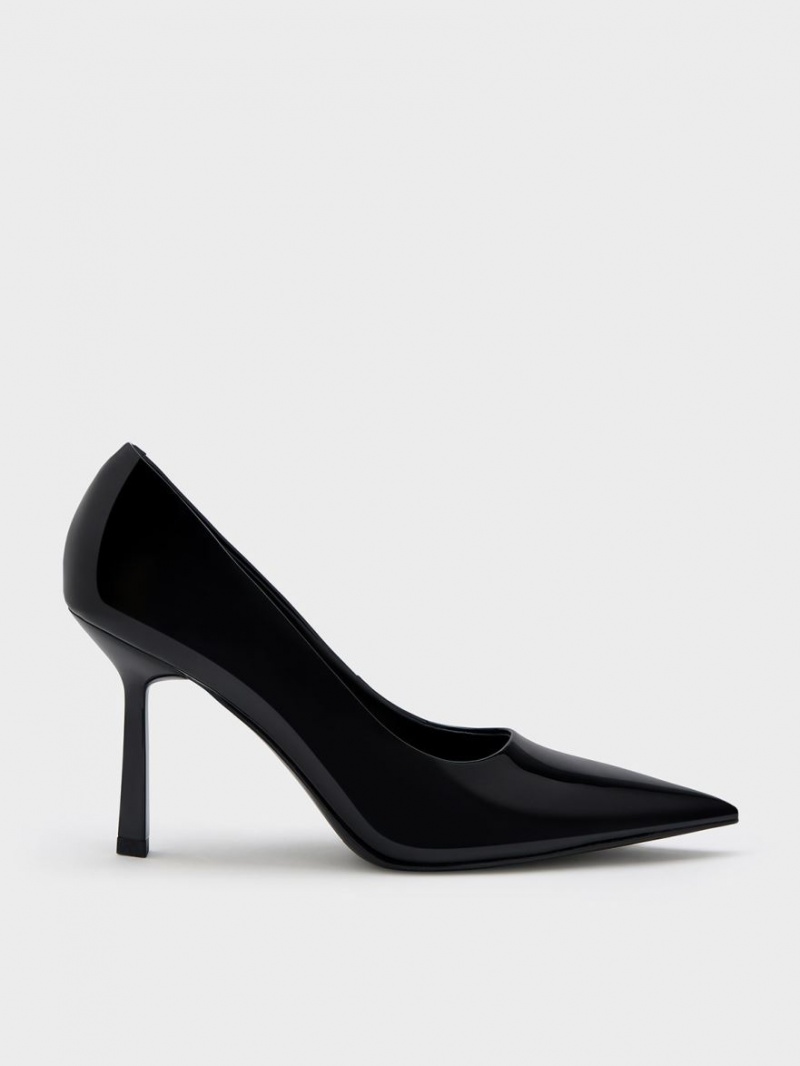 Charles And Keith Patent Pointed-Toe Pumps Black | PHILIPPINES L536