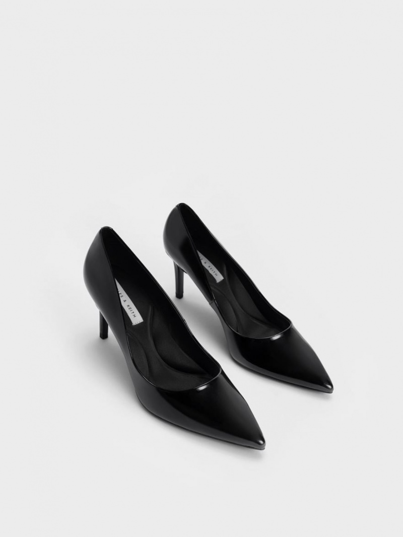 Charles And Keith Patent Pointed Toe Stiletto Pumps Black | PHILIPPINES P153