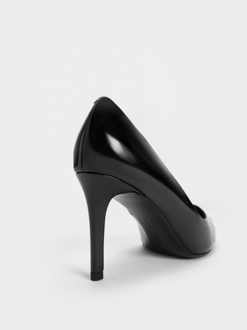 Charles And Keith Patent Pointed Toe Stiletto Pumps Black | PHILIPPINES P153