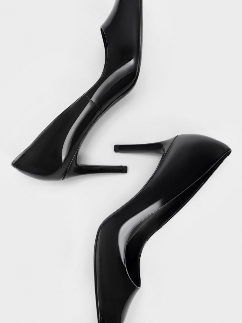 Charles And Keith Patent Pointed Toe Stiletto Pumps Black | PHILIPPINES P153