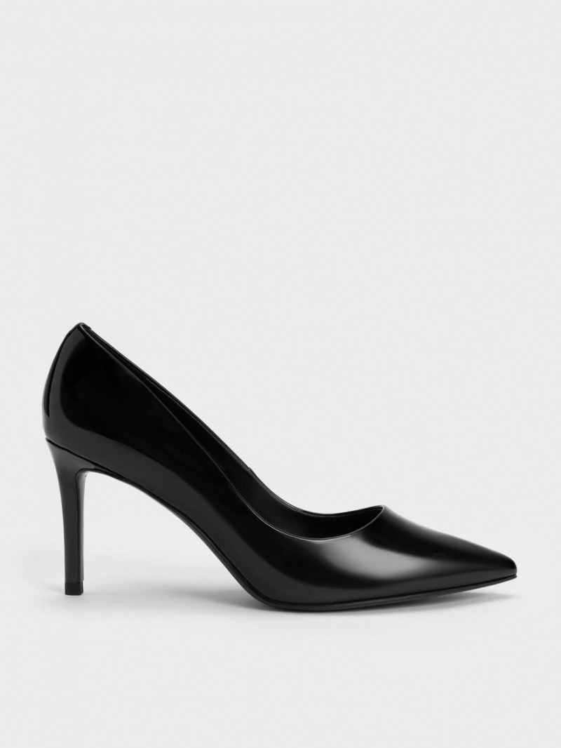 Charles And Keith Patent Pointed Toe Stiletto Pumps Black | PHILIPPINES P153