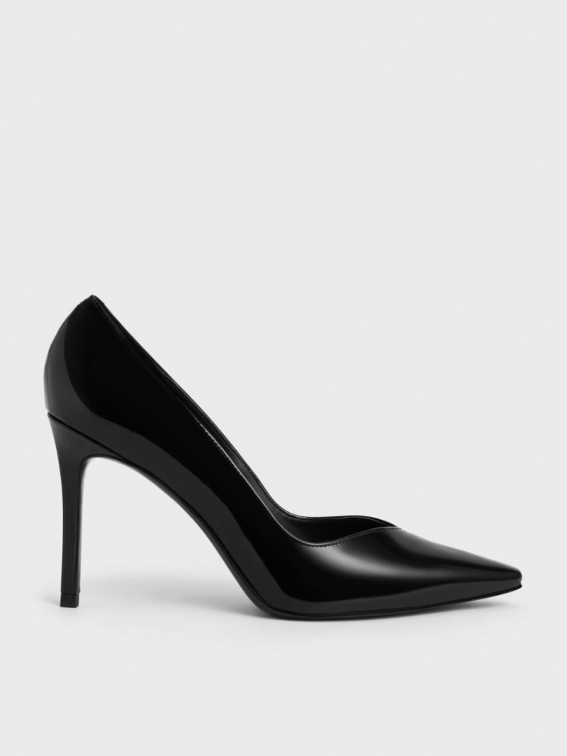 Charles And Keith Patent Tapered Square-Toe Pumps Black | PHILIPPINES F675