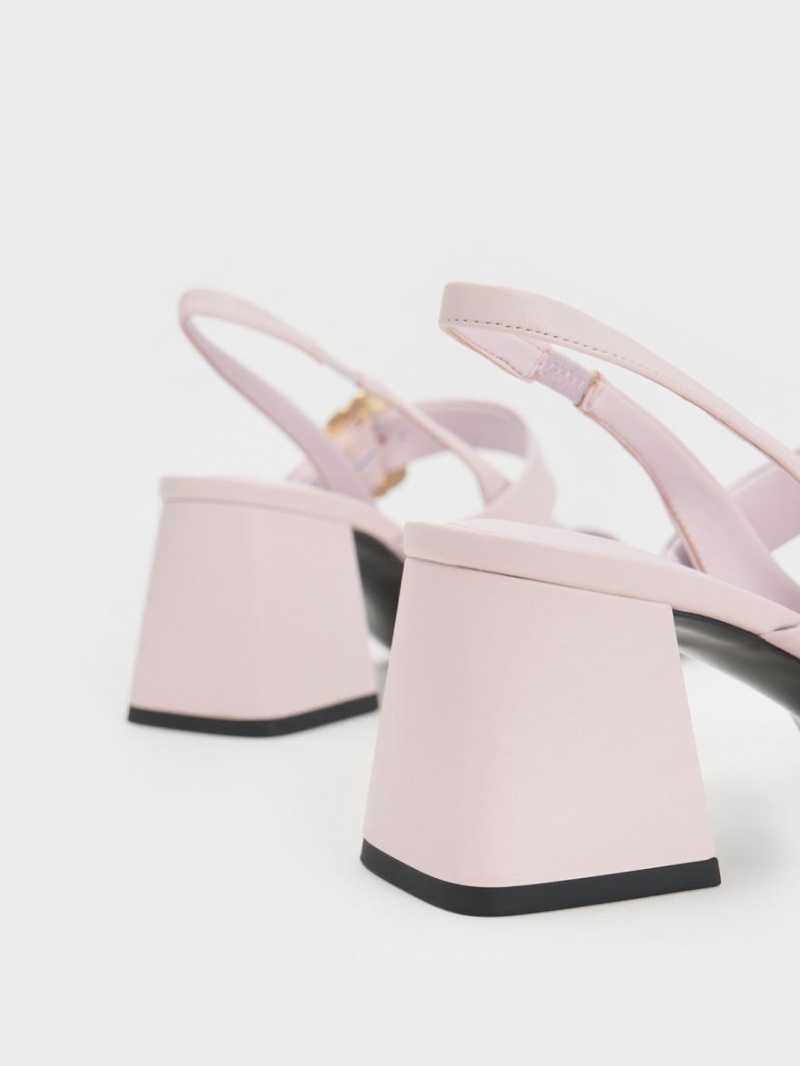 Charles And Keith Patent Two-Tone Pearl Buckle Slingback Pumps Purple | PHILIPPINES N309