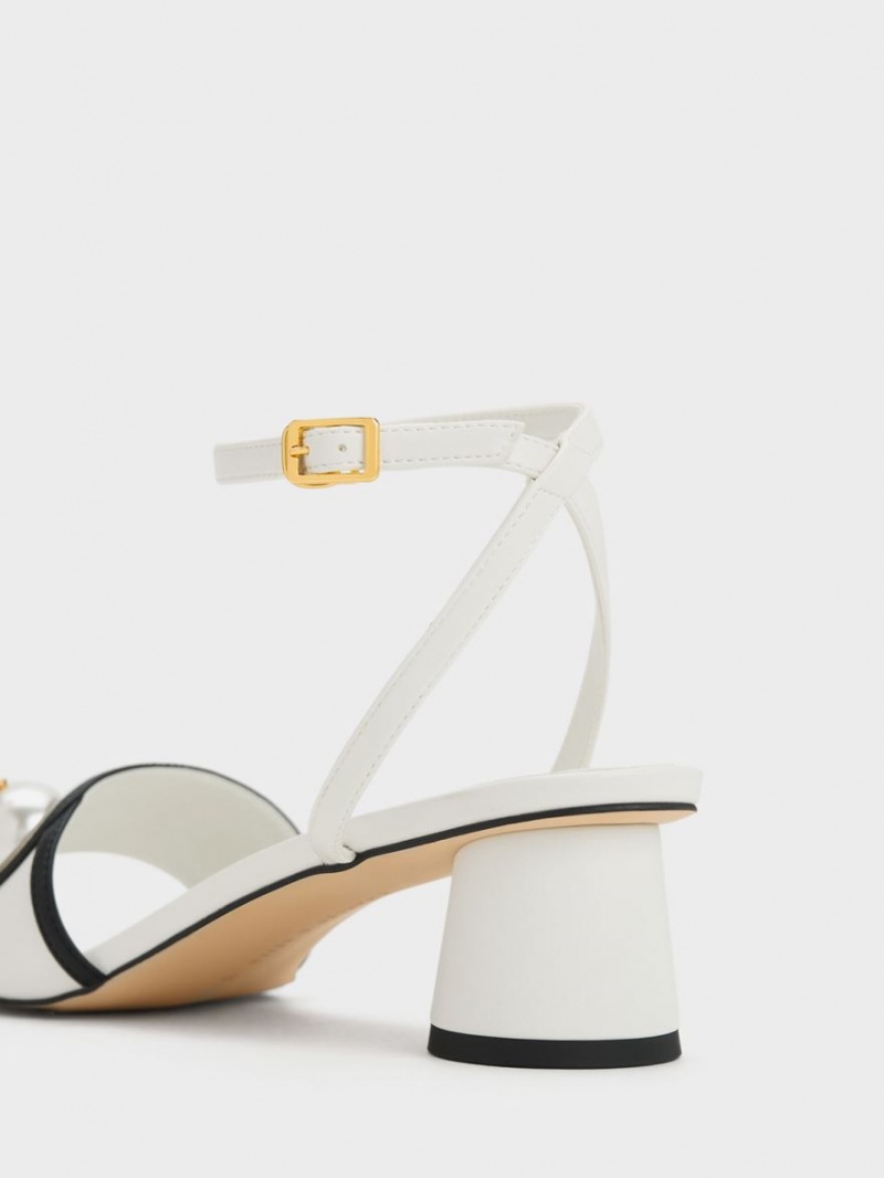 Charles And Keith Pearl-Embellished Heels Sandals White | PHILIPPINES O938