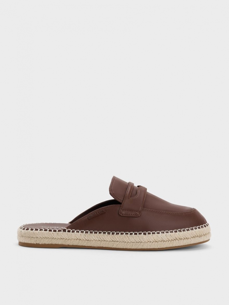 Charles And Keith Penny Backless Espadrilles Loafers Brown | PHILIPPINES X495