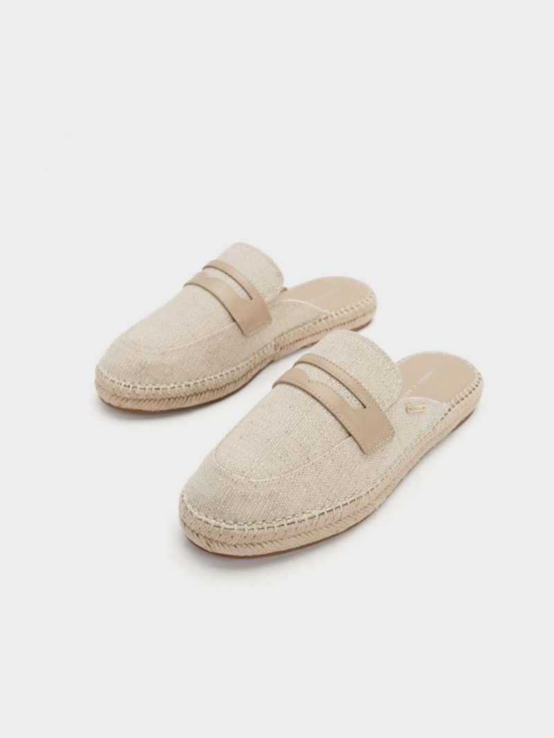 Charles And Keith Penny Backless Espadrilles Loafers Beige | PHILIPPINES Q527