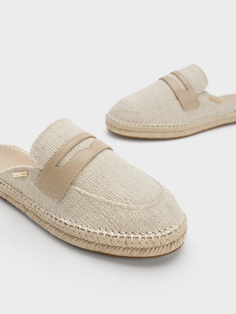 Charles And Keith Penny Backless Espadrilles Loafers Beige | PHILIPPINES Q527