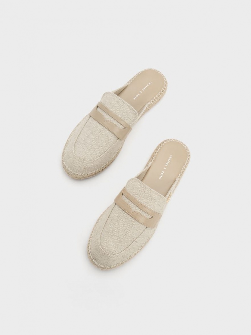 Charles And Keith Penny Backless Espadrilles Loafers Beige | PHILIPPINES Q527