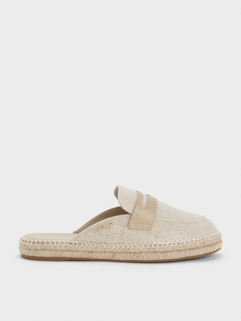 Charles And Keith Penny Backless Espadrilles Loafers Beige | PHILIPPINES Q527