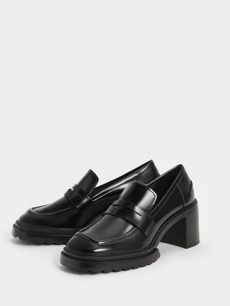 Charles And Keith Penny Loafer Pumps Black | PHILIPPINES U943