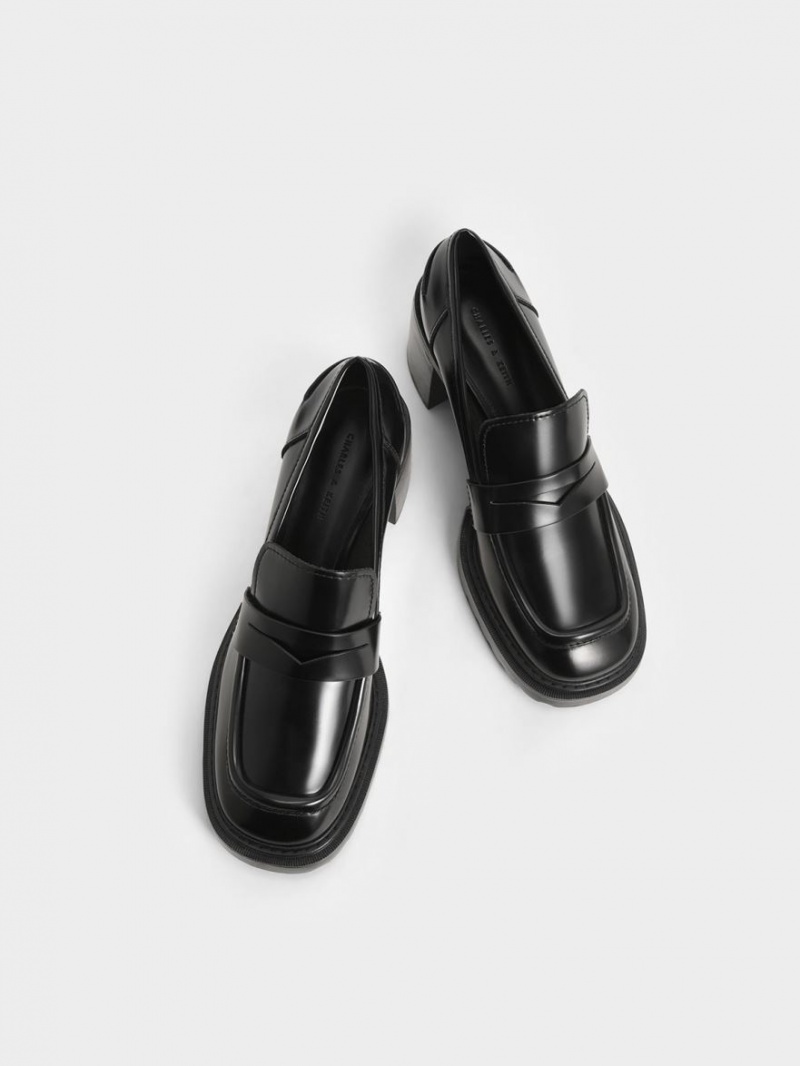 Charles And Keith Penny Loafer Pumps Black | PHILIPPINES U943