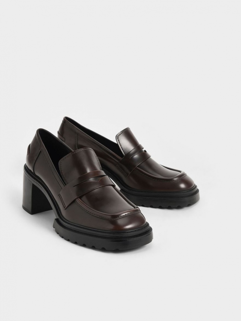 Charles And Keith Penny Loafer Pumps Dark Brown | PHILIPPINES H697