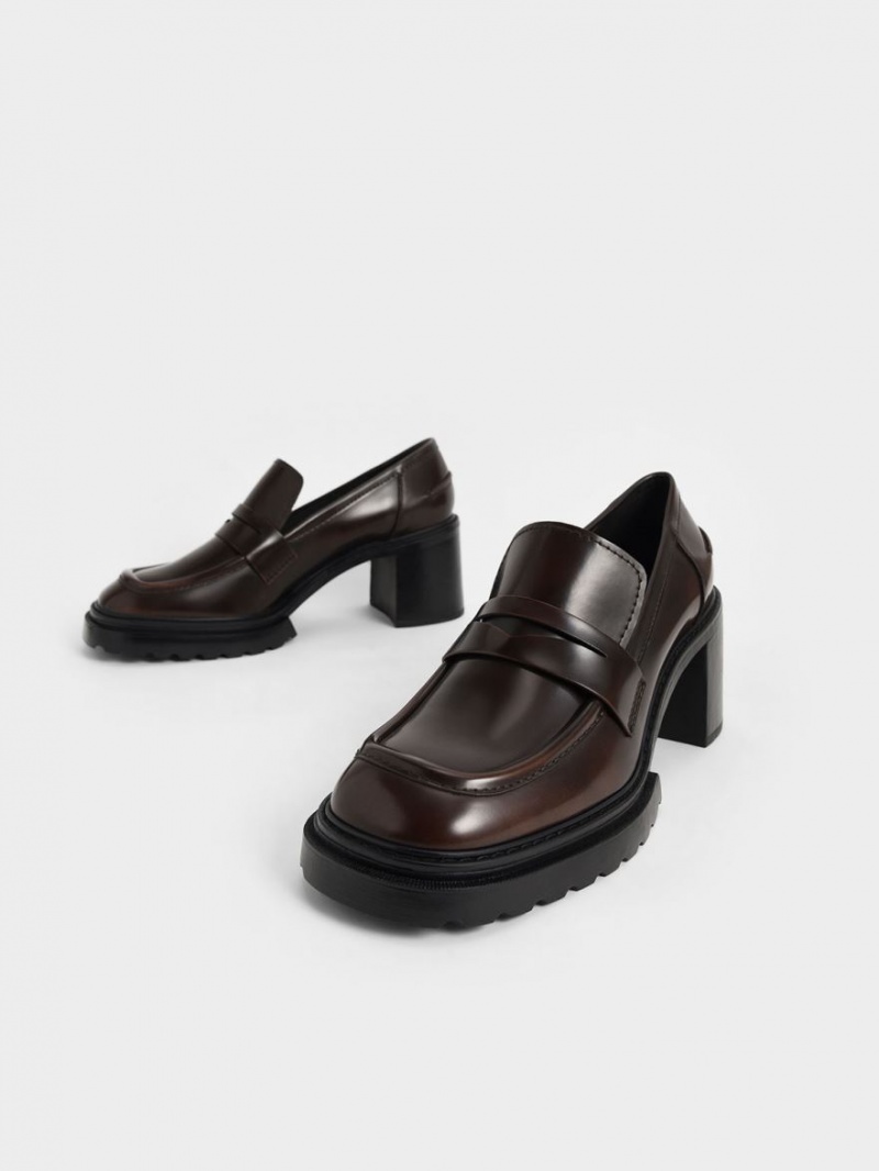 Charles And Keith Penny Loafer Pumps Dark Brown | PHILIPPINES H697