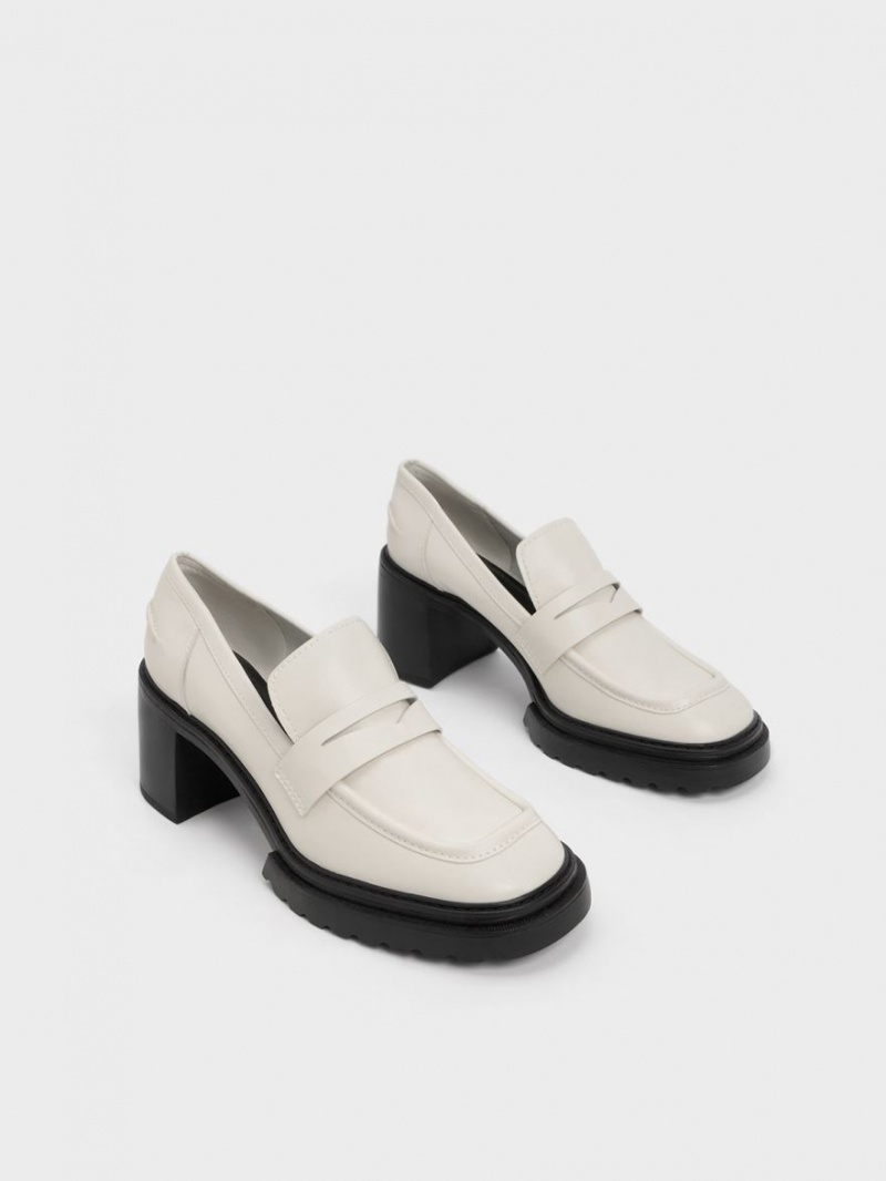 Charles And Keith Penny Loafer Pumps White | PHILIPPINES Z871