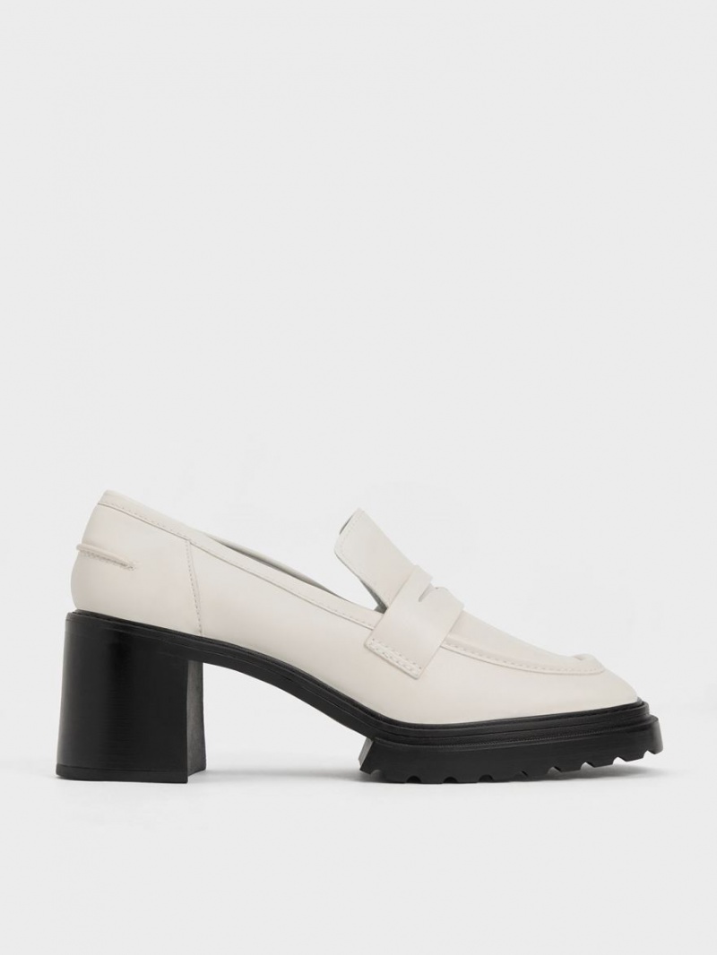 Charles And Keith Penny Loafer Pumps White | PHILIPPINES Z871