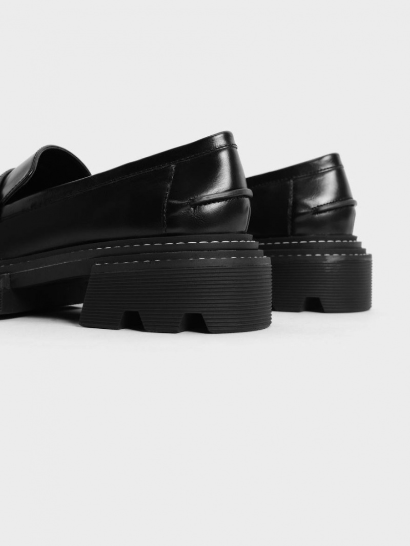 Charles And Keith Perline Chunky Penny Loafers Black | PHILIPPINES S487