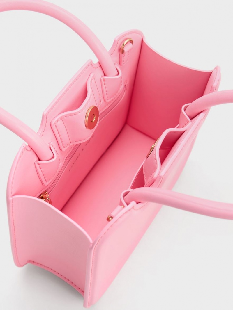 Charles And Keith Perline Sculptural Tote Bags Pink | PHILIPPINES B569