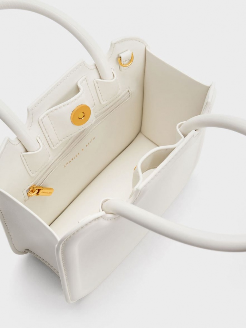 Charles And Keith Perline Sculptural Tote Bags White | PHILIPPINES Y684