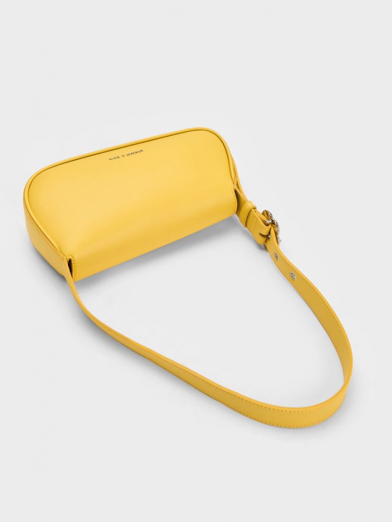 Charles And Keith Petra Asymmetrical Front Flap Tote Bags Yellow | PHILIPPINES R748