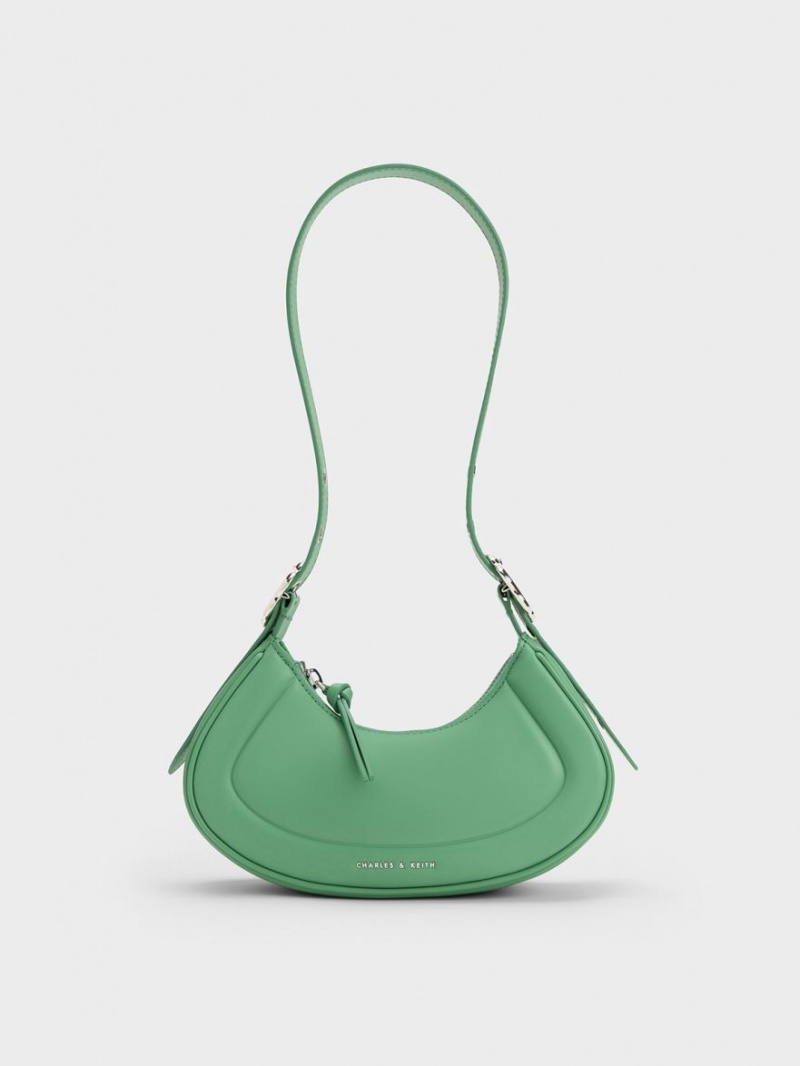 Charles And Keith Petra Curved Shoulder Bags Green | PHILIPPINES C492