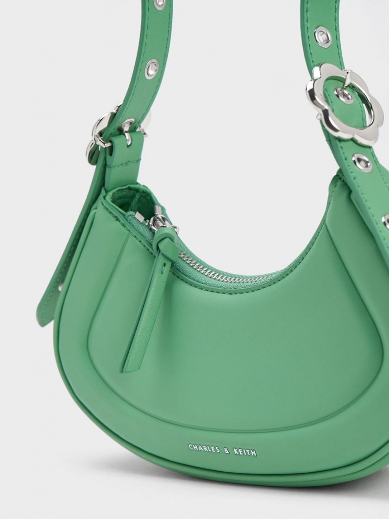 Charles And Keith Petra Curved Shoulder Bags Green | PHILIPPINES C492