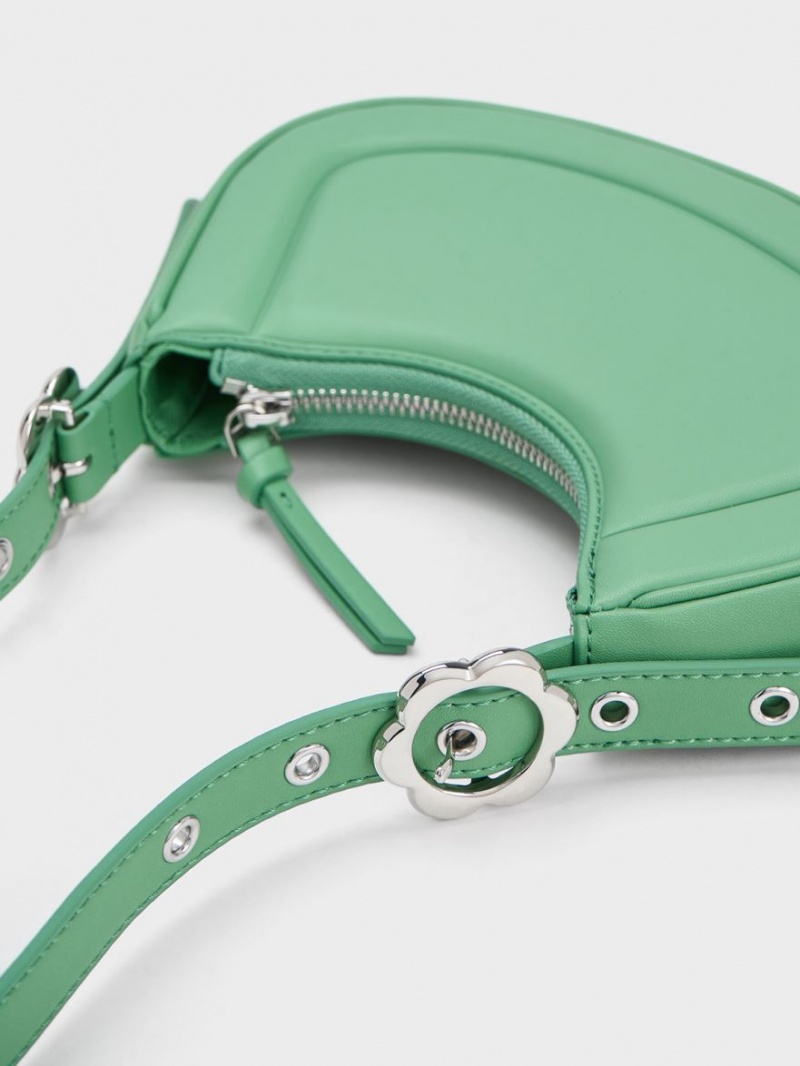 Charles And Keith Petra Curved Shoulder Bags Green | PHILIPPINES C492