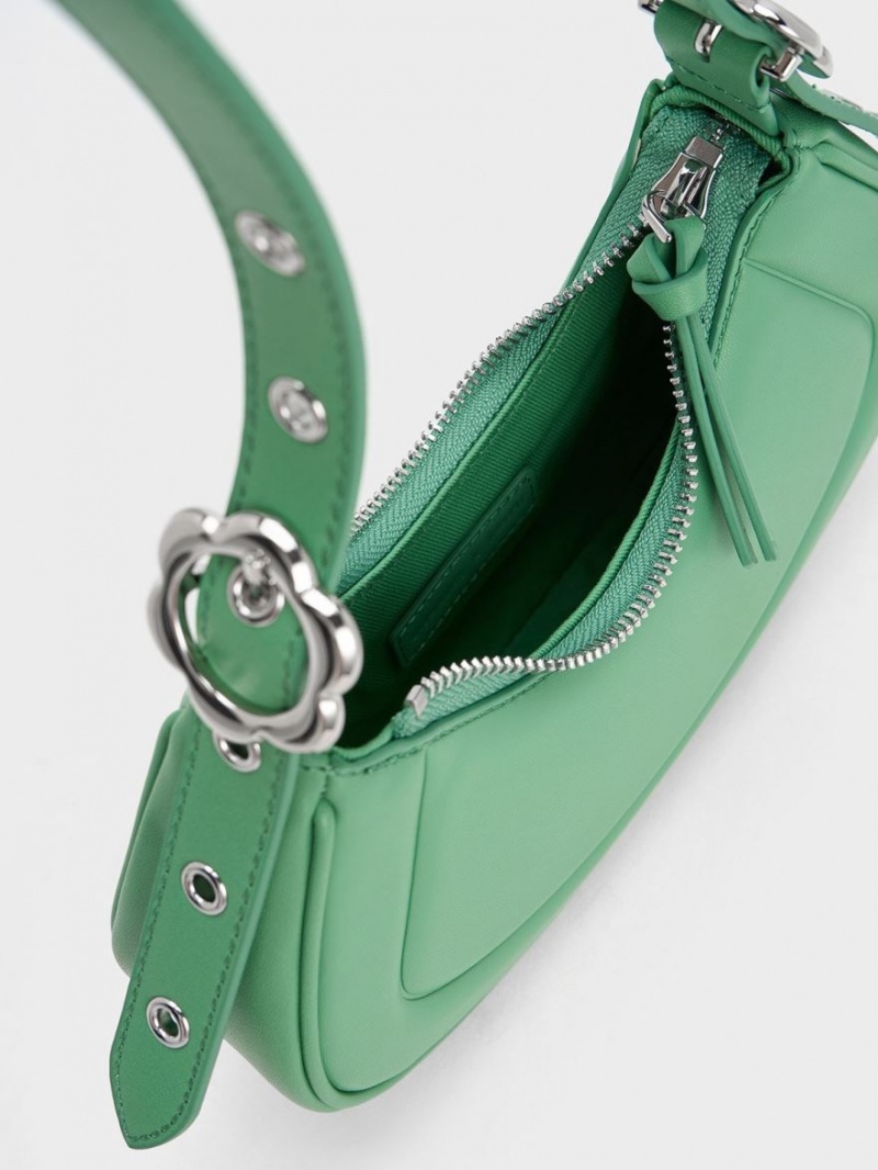 Charles And Keith Petra Curved Shoulder Bags Green | PHILIPPINES C492