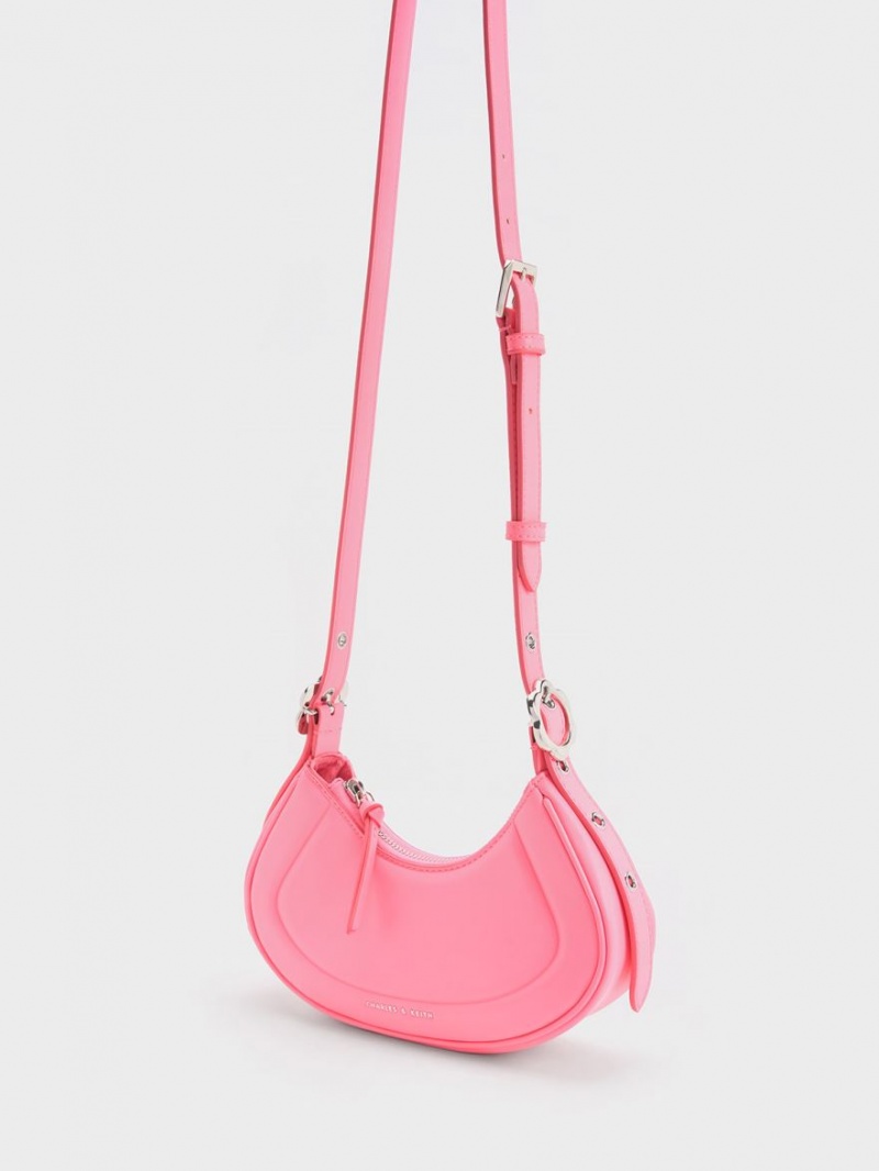 Charles And Keith Petra Curved Shoulder Bags Pink | PHILIPPINES M975