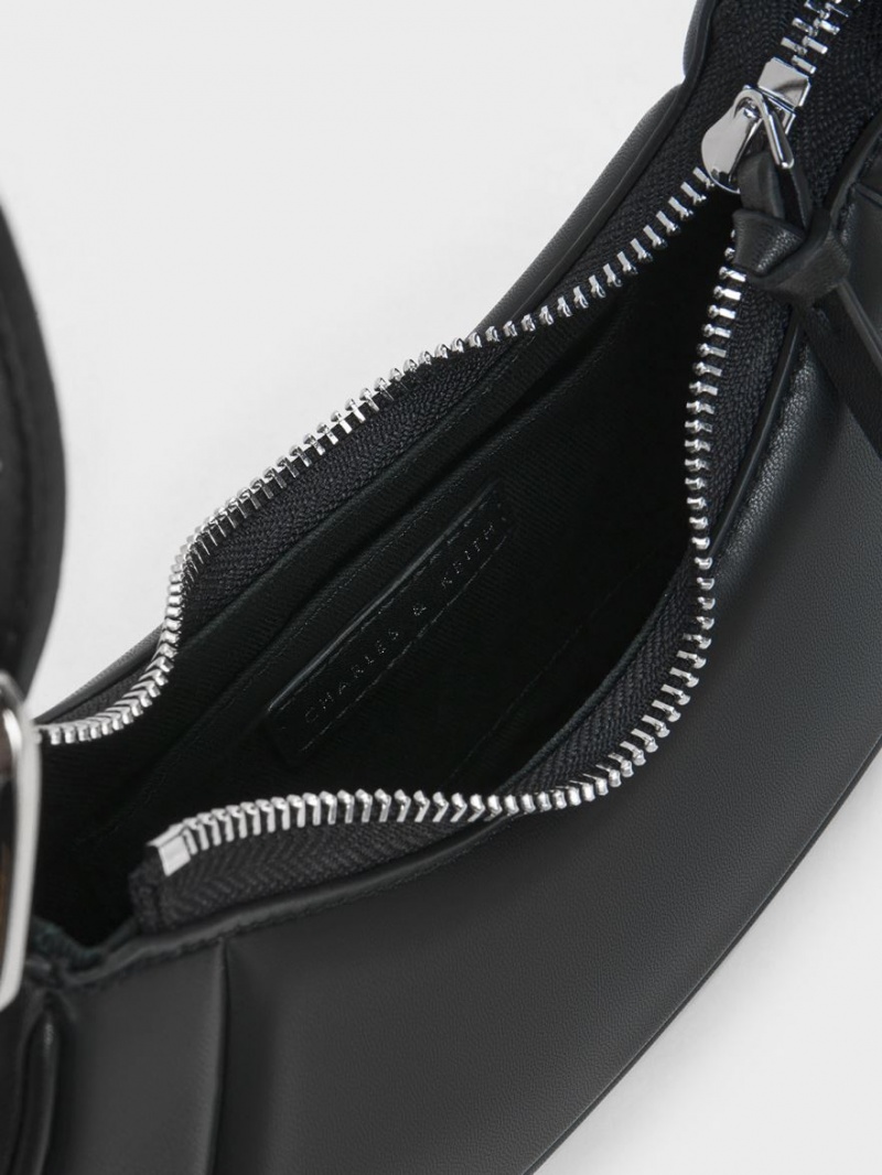 Charles And Keith Petra Curved Shoulder Bags Black | PHILIPPINES I709