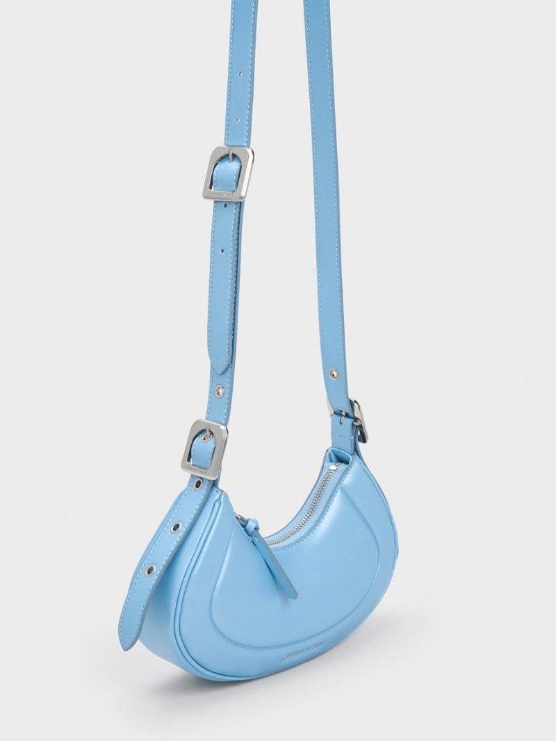 Charles And Keith Petra Curved Shoulder Bags Blue | PHILIPPINES V286