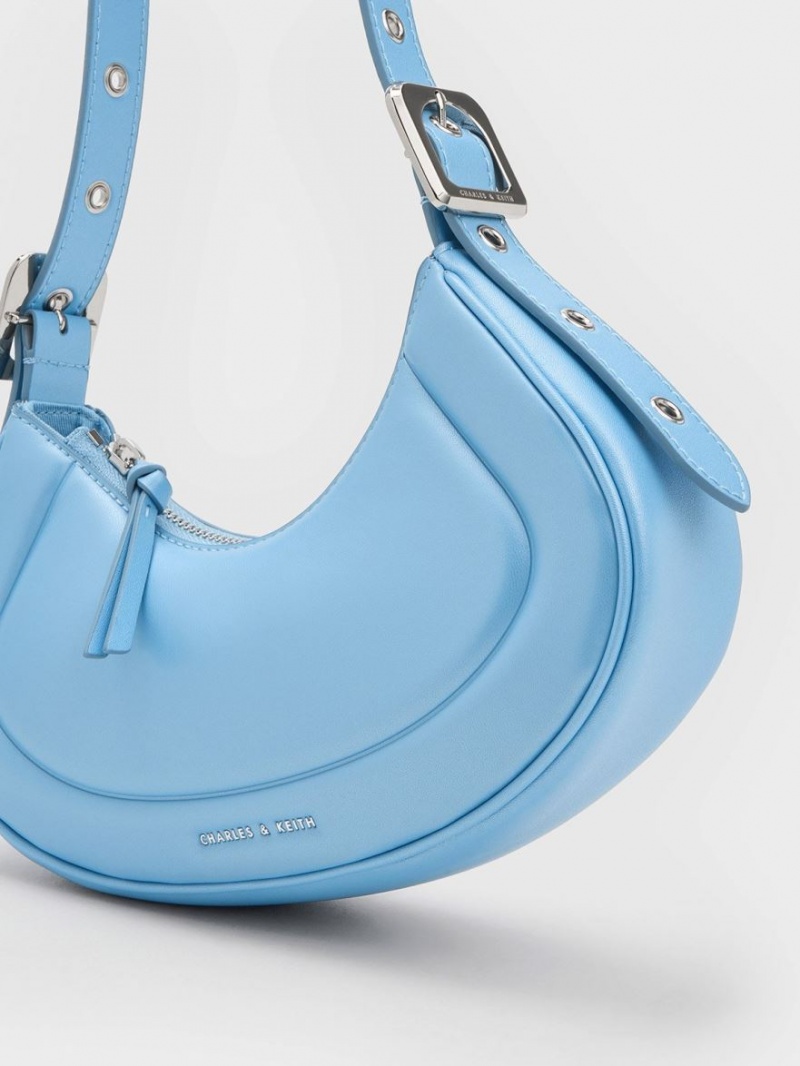 Charles And Keith Petra Curved Shoulder Bags Blue | PHILIPPINES V286