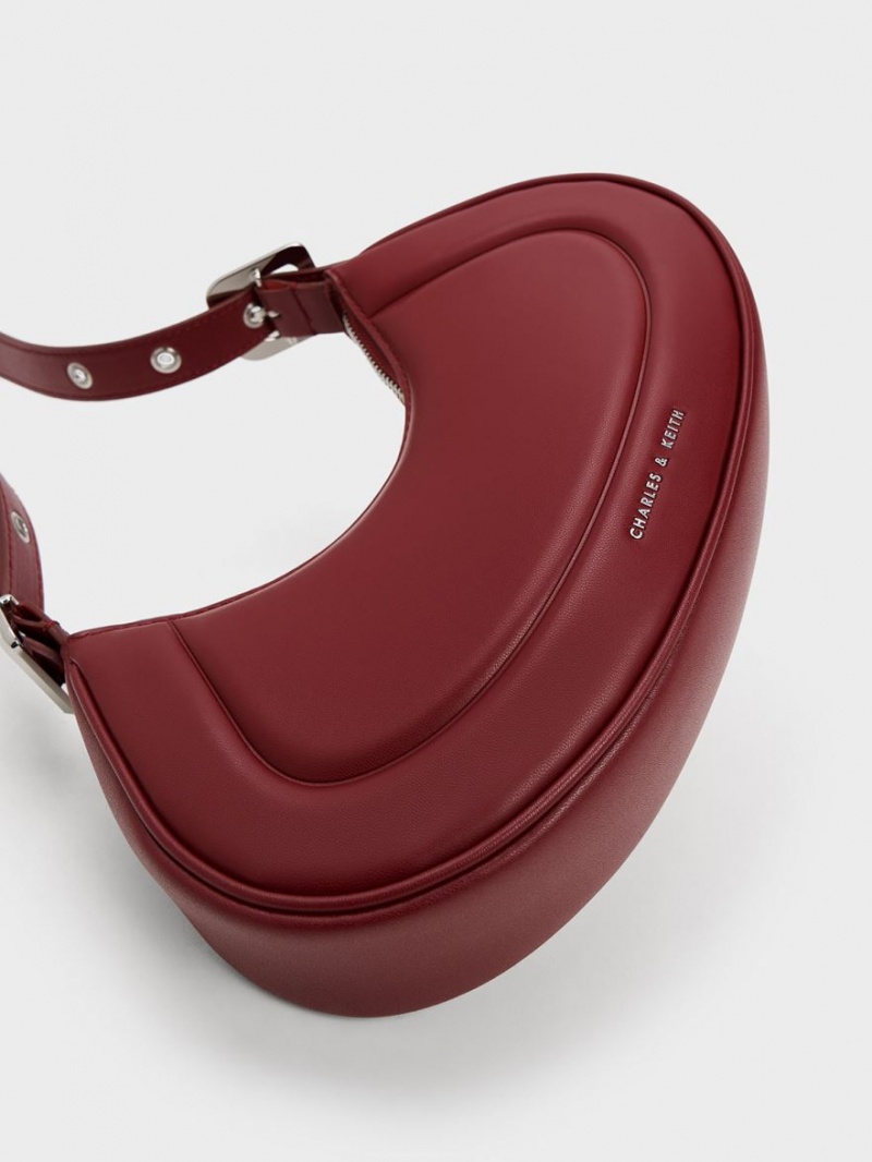 Charles And Keith Petra Curved Shoulder Bags Red | PHILIPPINES W076