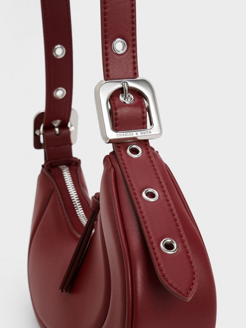 Charles And Keith Petra Curved Shoulder Bags Red | PHILIPPINES W076