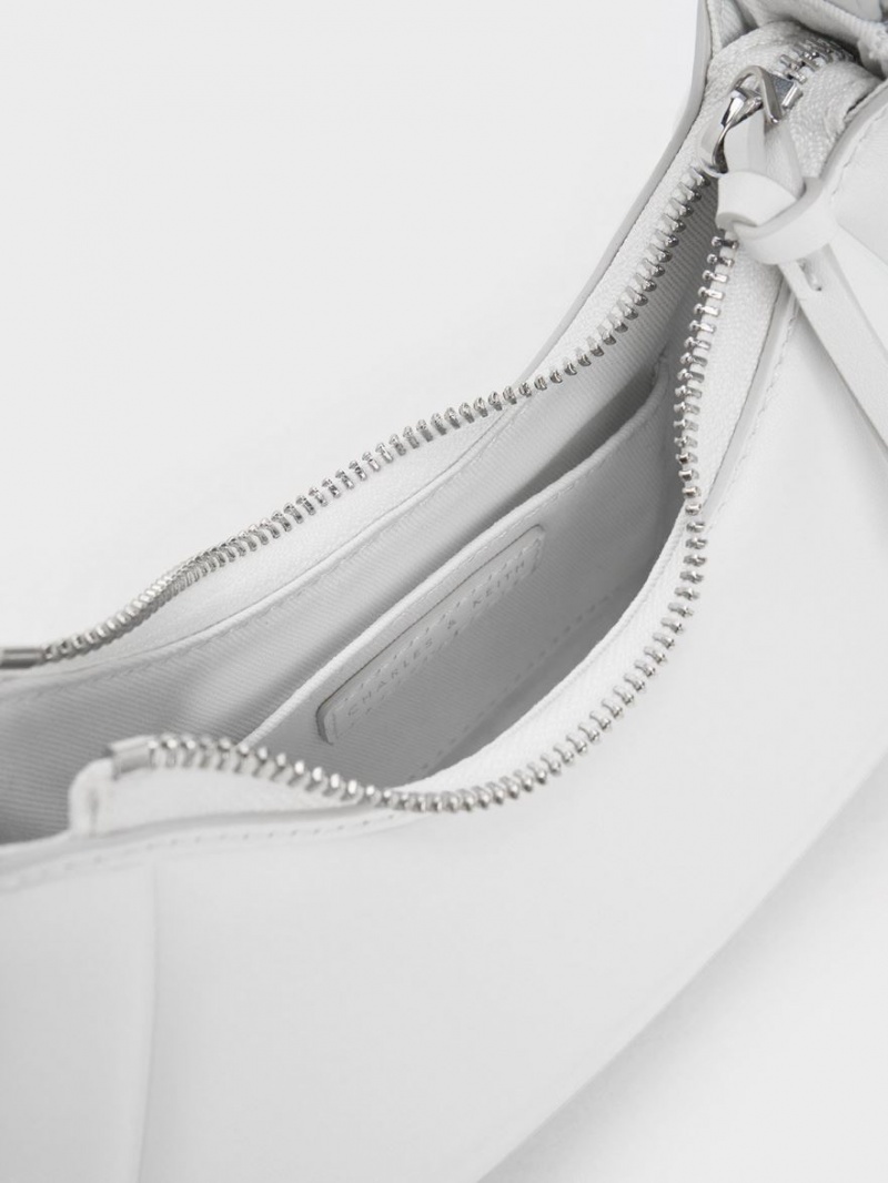 Charles And Keith Petra Curved Shoulder Bags White | PHILIPPINES L927