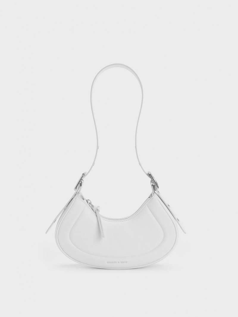 Charles And Keith Petra Curved Shoulder Bags White | PHILIPPINES L927