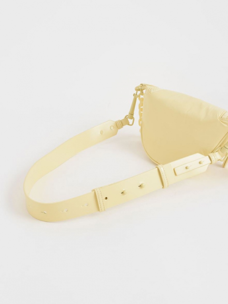 Charles And Keith Philomena Glow-In-The-Dark Saddle Bags Yellow | PHILIPPINES W147