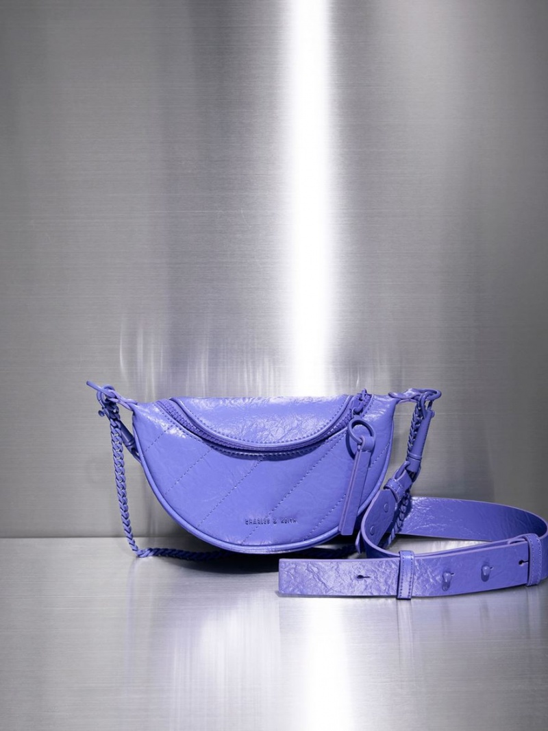 Charles And Keith Philomena Half-Moon Crossbody Bags Purple | PHILIPPINES C150