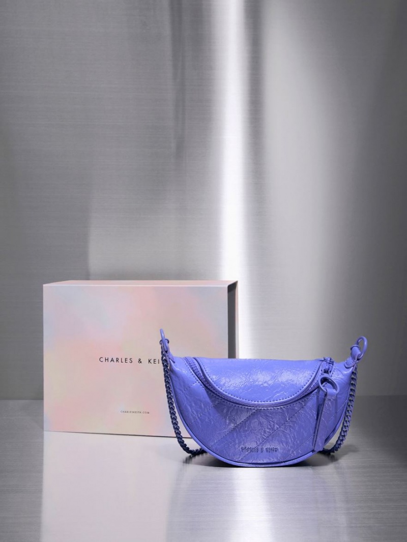 Charles And Keith Philomena Half-Moon Crossbody Bags Purple | PHILIPPINES C150