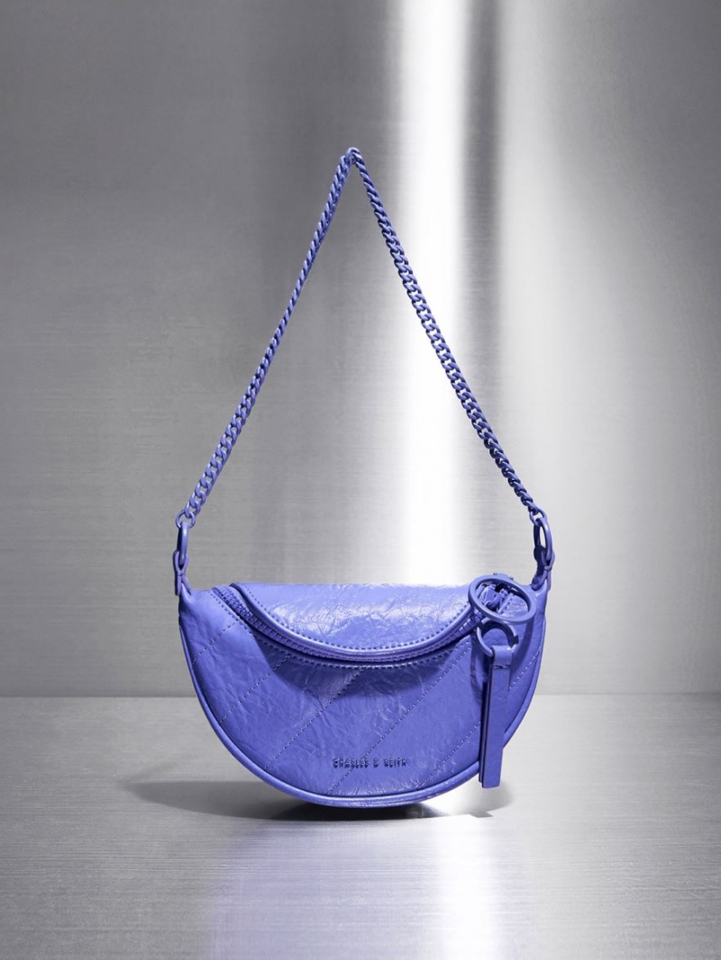 Charles And Keith Philomena Half-Moon Crossbody Bags Purple | PHILIPPINES C150