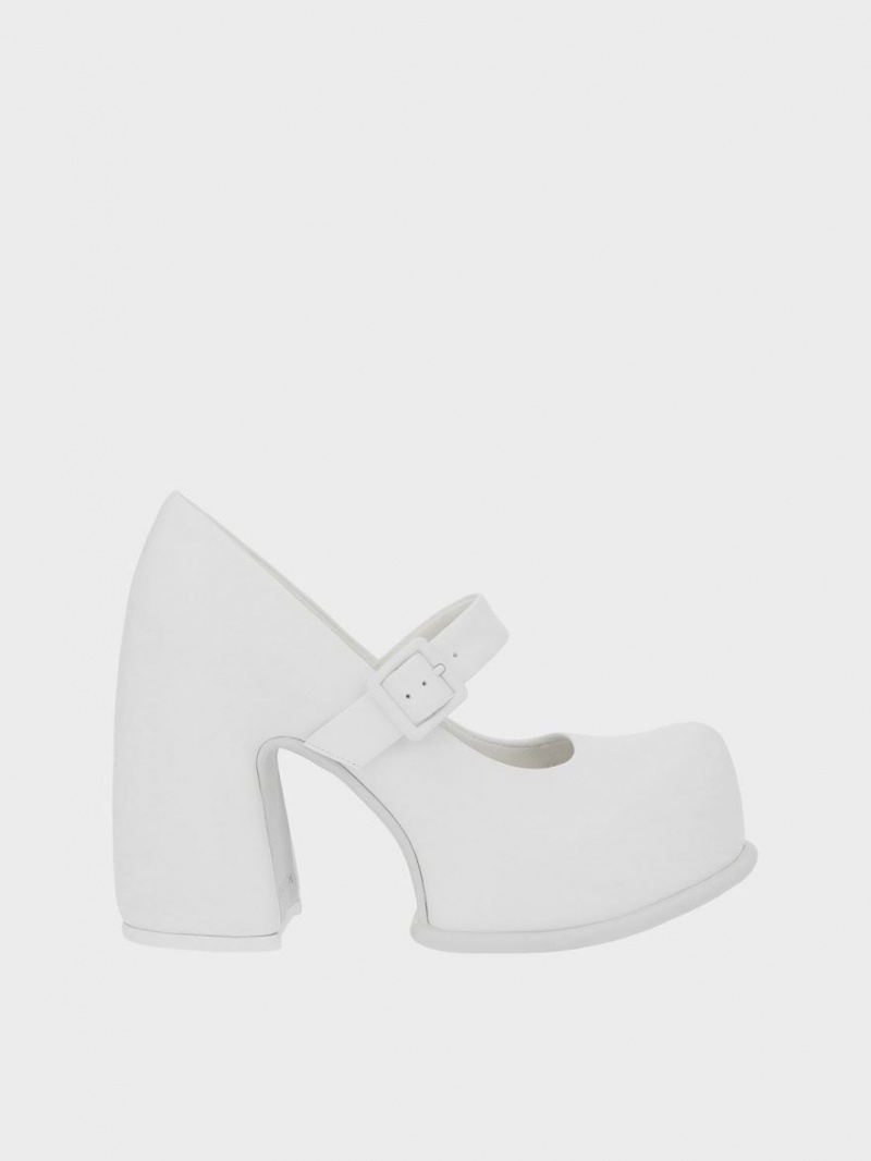 Charles And Keith Pixie Platform Mary Jane Shoes White | PHILIPPINES T768