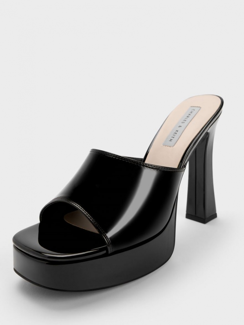 Charles And Keith Platform Block Heel Mules Black | PHILIPPINES H167