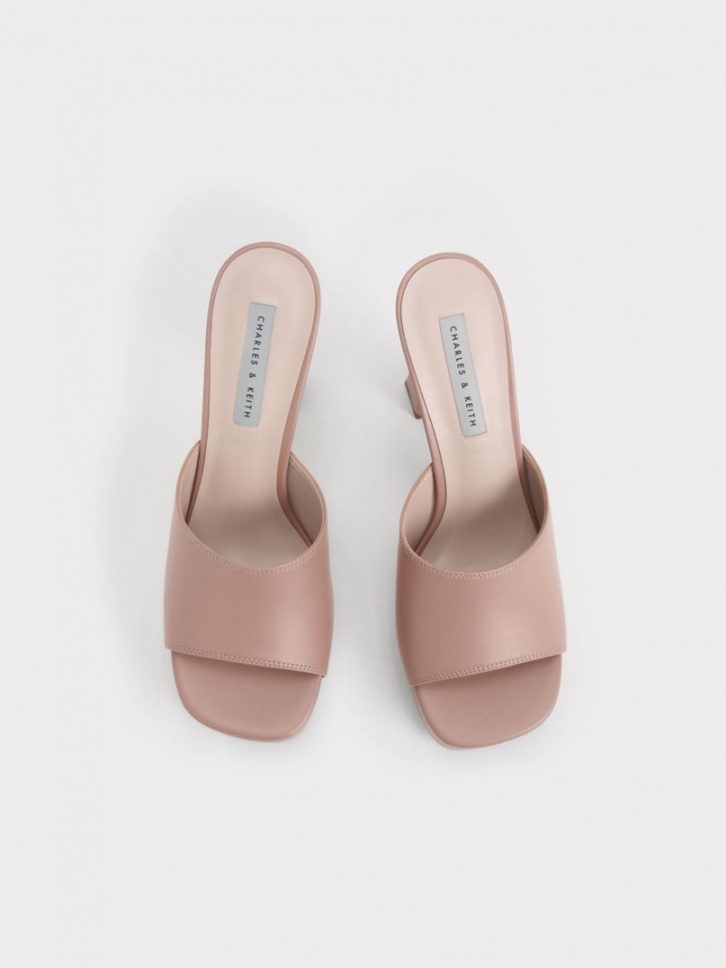 Charles And Keith Platform Block Heel Mules Beige | PHILIPPINES Y521