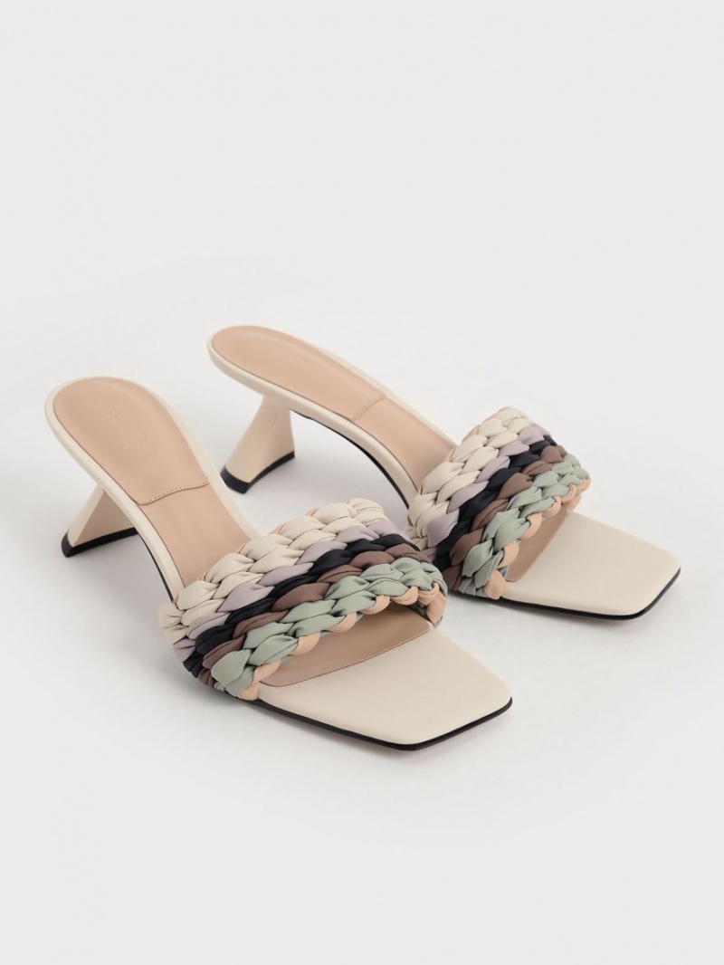 Charles And Keith Pleated Sculptural Heels Sandals Multicolor | PHILIPPINES Z782