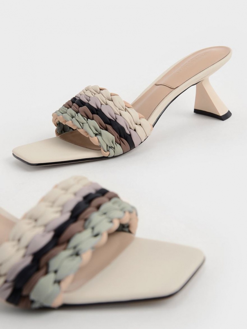 Charles And Keith Pleated Sculptural Heels Sandals Multicolor | PHILIPPINES Z782